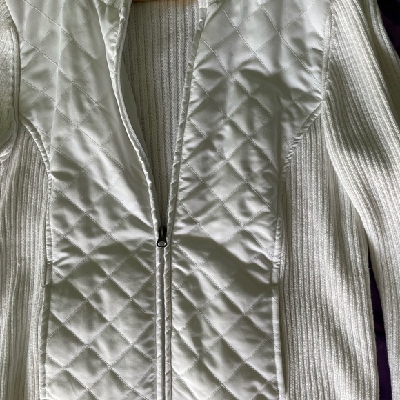 Croft & Barrow White Ribbed Knit Sweater Jacket - Picture 2 of 5